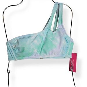 Xhilaration  Blue tie Dye one shoulder Bikini Top XS Junior 00